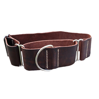 Collier de chien en cuir large bleu Nevy de luxe le plus vendu avec décoration de rivet à anneau en D en laiton accessoires de conception de martingale forte