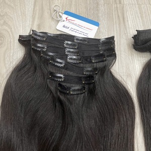 NOUVELLE ARRIVÉE : Extensions de cheveux à clipser, couleur noire naturelle, cheveux vietnamiens lisses naturels, prêts à être expédiés - Product Image 2