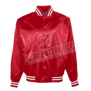 Chaqueta de satén de manga larga dorada para hombre con logotipo bordado parcheado de chenilla del equipo de baloncesto personalizado directamente de fábrica - Product Image 3