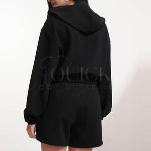 Meilleure vente 100% coton solide décontracté sweats à capuche pour femmes ensemble court de haute qualité été - Product Image 3