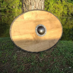 Escudo redondo de madera vikinga Armadura Cosplay Battle Ready Escudo de diseñador de madera de Calvin Handicraft - Product Image 4