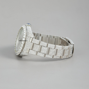 Reloj de Lujo con Incrustaciones de Diamantes Moissanite, Brazalete de Acero Inoxidable, Joyería Hip Hop - Product Image 2