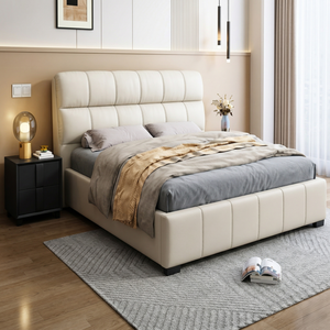 Pronto per la Spedizione: Letto Matrimoniale in Vera Pelle Italiana di Lusso Leggero, Struttura KD, Mobili per Camera da Letto, Letto con Contenitore a Gaslift, OEM - Product Image 4