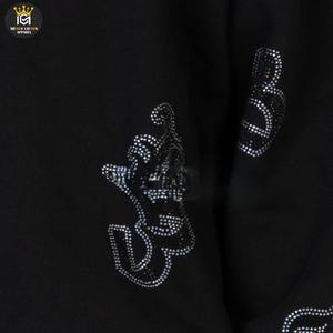 Strass hommes survêtement lavage sweats à capuche évasé pantalons de survêtement ensemble 100% coton hiver saison à capuche - Product Image 6