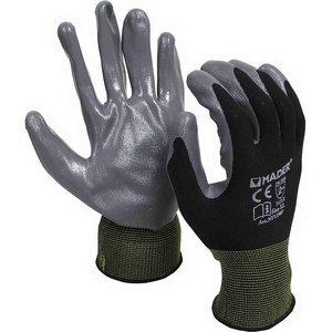 Guanti protettivi in poliestere e nitrile neri e grigi, taglia XL (Mader 96317) - Product Image 1
