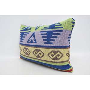 Almohada de lana Kilim turca púrpura, almohada de acento con estampado geométrico de 16x24 pulgadas - Product Image 4