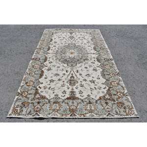 พรมตุรกีวินเทจคลาสสิกสีฟ้าสีน้ำตาล5.4 X งานแฮนด์เมดพื้นที่ขนาดใหญ่สี่เหลี่ยมผืนผ้าเย็บปะติดปะต่อกันสำหรับห้องโถงรุ่นใหม่ - Product Image 1