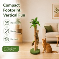 Griffoir pour chat en sisal écologique et durable, en forme de palmier naturel, avec jouet suspendu en corde et base stable en peluche pour chats d'intérieur, emballage carton