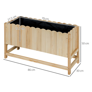 Outsunny Jardinière extérieure verticale en bois avec trou de drainage et doublure interne, 86x30x50 cm - Product Image 3
