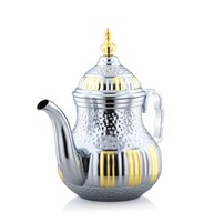 Clásica cafetera árabe Arbi Dallah de acero inoxidable y latón con pico largo para goteo, tetera con logotipo personalizado para restaurantes