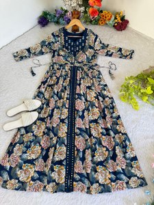 Nuevo Cataloger Venta caliente Readymade Indian Wear Multi Stone Work Anarkali Rayon Kurti Set para festivo y fiesta especial - Product Image 6