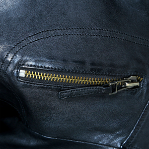 Premium Quality <b>Men's</b> Black Sheep Skin Woven Eco-Friendly <b>Racer</b> <b>Jacket</b> Genuine Plus Size Zipper Collar Closure Front Pockets - Product Image 4