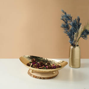 Frutero de aluminio de forma ovalada, diseño martillado hecho a mano para cocina elegante, comedor y decoración del hogar - Product Image 2