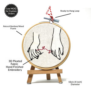 Cercle de broderie Paparesta fait main avec motif cœur, 10 cm, fil rouge, décoration murale minimaliste, cadeau pour connexion d'amour - Product Image 2