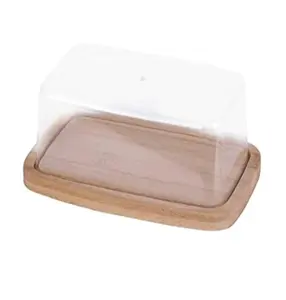 Caja de mantequilla de madera de alta calidad de última calidad con tapa acrílica contenedor de comida con aspecto fabuloso mejor diseño