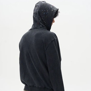 Men Oversized Hooded Sweatshirt <b>Rhinestone</b> Dot Print Casual Autumn Zip Up Fleece <b>Jacket</b> <b>Rhinestone</b> zipper Hoodie - Product Image 6