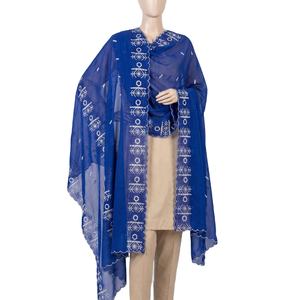 Chales de voile de poliéster y algodón de alta calidad para mujer, diseño floral, ligeros, transpirables, con detalles metálicos plateados y pedrería, ideales para el verano. - Product Image 1