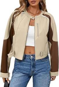 Veste en similicuir souple pour femme, style streetwear tendance, de haute qualité, respirante, coupe confortable, logo frontal, hiver, couleur unie - Product Image 3