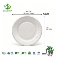 Assiettes jetables en bagasse de canne à sucre SUMKOKA sans PFAS, compostables, biodégradables, 7 pouces, assiettes rondes en bagasse naturelle