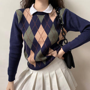 Chandail Argyle pour femme de grande taille, meilleur design, top tendance, respirant, style parfait pour l'automne/hiver - Product Image 4