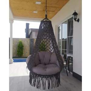 Hermosa Silla Colgante de Macramé Redonda, Muebles de Interior y Exterior para Sala de Estar - Product Image 3