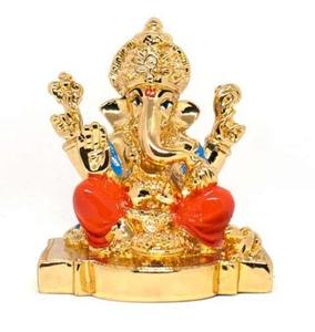 Fabriqué à la main en acier inoxydable belle doré seigneur Ganesha idole Figurine rouge tenue spirituelle décor à la maison Sculpture Diwali - Product Image 1