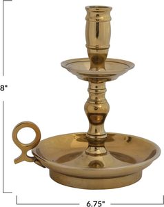 Portavelas Soporte cónico de aluminio y metal con mango Artículos de decoración de Diwali de latón con base de cuenco Artículos de regalo de Diwali - Product Image 3