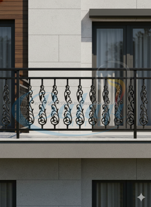 Composants de balustrade décoratifs durables, sans cadre, résistants aux UV, résistants à la rouille, en fonte d'aluminium gris hautement poli, modernes - Product Image 2