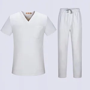 플러스 사이즈 유행 현대 디자인 화이트 컬러 간호사 세트 직원 스크럽 유니폼 숙녀 간호사에 대 한 흰색 디자인