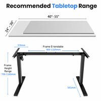 Bureau de réception électrique anti-collision, réglable en hauteur, avec moteur unique, pour position assise-debout, avec cadre de bureau réglable