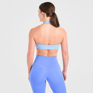 Color azul claro esencial Buen vendedor Tasa de fábrica Haga su propia nueva llegada Las mujeres usan Sujetador deportivo con cuello Halter simple - Product Image 2