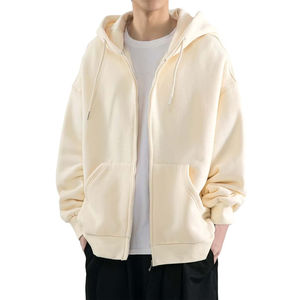 Unisex 100% Cotton Full Zip Fitness Hoodies <b>Long</b> <b>Sleeve</b> <b>Tops</b> Hood Pockets Winter Workout Sportswear Plain Dyed OEM Service - Product Image 1