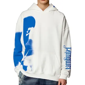 Sudadera Mingwei personalizada con estampado de hombros caídos Sudadera con capucha desgastada de gran tamaño Unisex