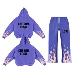 Manufacturer Loose Fit Oversized Tracksuit 2 Piece Hoodie and Stacked <b>Pants</b> Set High Quality Printed Embroidered Logo - Product Image 5