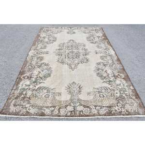 Classique Beige marron 6x9ft Vintage tapis turc grande surface laine Patchwork Design pour couloir chambre Latex pour salon chevet - Product Image 1