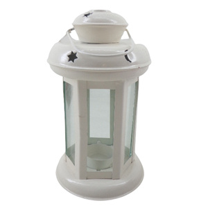 Juego de diseño moderno de 2 linternas colgantes de metal y vidrio, soporte de vela de PC azul para decoración de bodas y fiestas en casa - Product Image 6