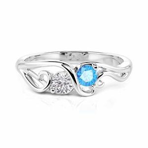 Jeulia Swirl Custom <b>Two</b> Birthstone Round Cut Topaz Engagement <b>Ring</b> in 10K Rhodium Plated Gold - Product Image 3