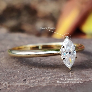 Prong Set Marquise Cut Moissanite Bagues de fiançailles de mariage pour femmes en argent sterling 925 - Product Image 5