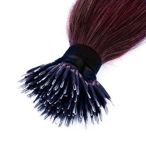 Extensions de cheveux I-Tip Nano Ring 99J Bourgogne - Cheveux humains européens Remy 12A, lisses comme des baguettes, doux et naturels - Product Image 3