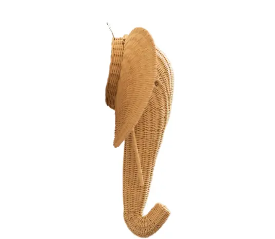 Wholesale beautiful design natural Wicker Elephant Head Wall decoration mount hanging for nursery or kids room