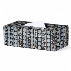 Caja de Pañuelos Hecha a Mano con Madreperla, Incrustaciones de Concha Natural, Decoración Ecológica y Sostenible para el Hogar - Product Image 1