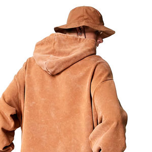 Nueva llegada 2025 personalizado hombres desgastados de gran tamaño en blanco ácido Vintage ácido lavado sudaderas con capucha de peso pesado Sudadera con capucha para la venta - Product Image 5