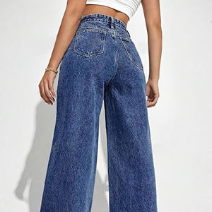 Vente Flash Jean Pour Femme Nouveauté Pantalon en Jean Décontracté Coupe Ample Patchwork Palazzo en Jean Personnalisé - Product Image 4