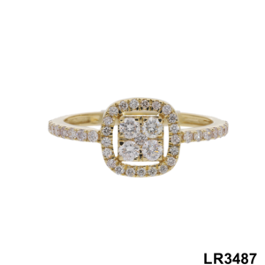 Bague de fiançailles élégante et classique en or 14 carats sertie de diamants naturels taille brillant, plaquée rhodium, pour femme, anniversaire de mariage - Product Image 1