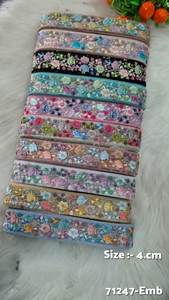 Rubans brodés à la machine de 4 cm de largeur sur mesure avec paillettes divers modèles en dix couleurs pour robes de mariée - Product Image 2