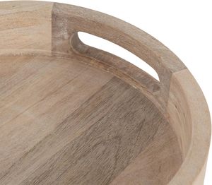 Bandeja decorativa cuadrada moderna de lujo para servir de madera 20x14x3 madera natural ligera bordes festoneados manijas otomana multifuncional - Product Image 6