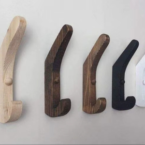 6 Black Solid Hardwoods <b>Hanger</b> Decors <b>Door</b> Hanging Hook Utility Hook <b>for</b> Coat Hat Scarfs Wood Board Steel Hooks - Product Image 1