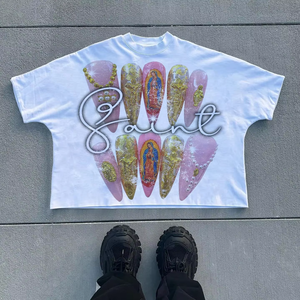 Camiseta recortada Unisex de peso pesado de gran tamaño GSM 300 personalizada para hombre, hombro caído, lavado ácido desgastado, 100% algodón - Product Image 2