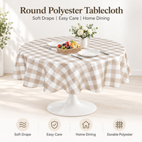 Nappe ronde en polyester à carreaux, imperméable et lavable, pour pique-nique en extérieur, couverture de table pour jardin et fête