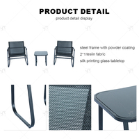 Ensemble de meubles de balcon et de patio en métal, trois pièces, canapé de loisirs, ensemble de chaises à bascule imperméables pour l'extérieur avec table basse en verre
